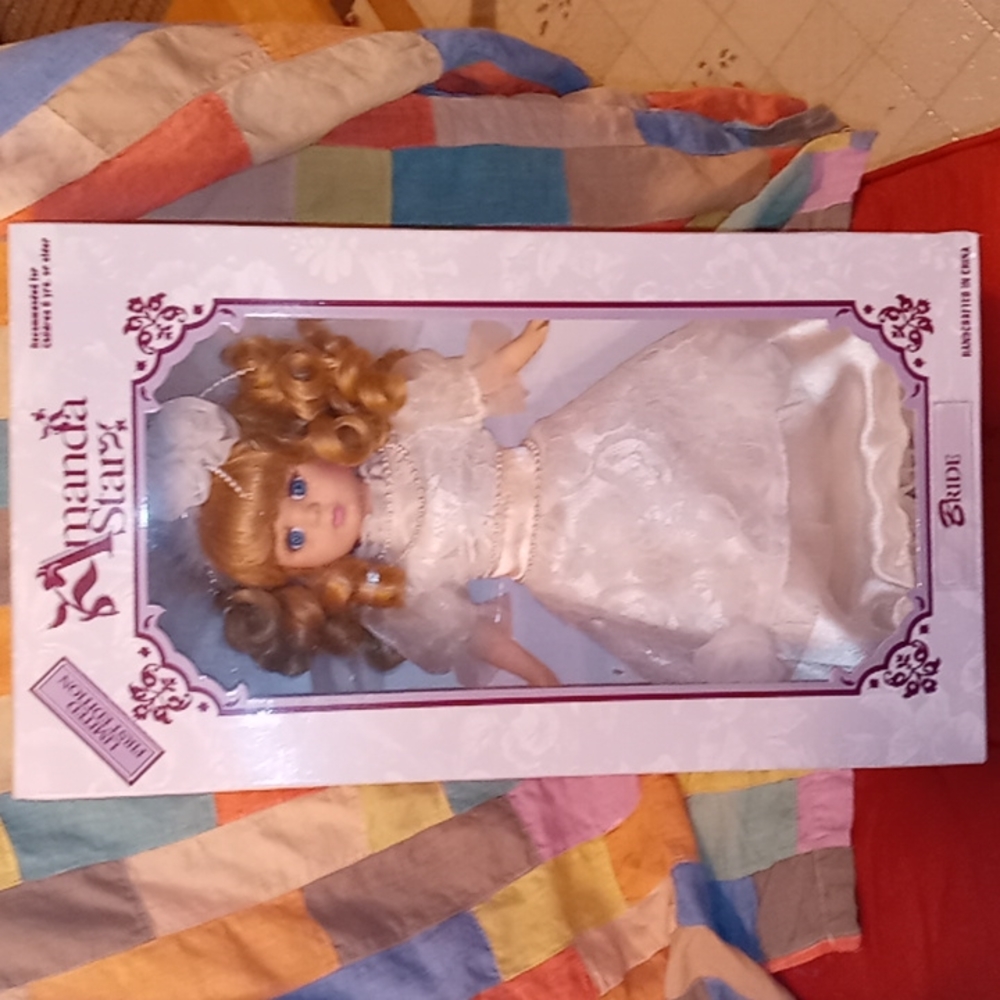 NWT Limited Edition Genuine Hand Painted Porcelain Bride Doll with Doll Stand